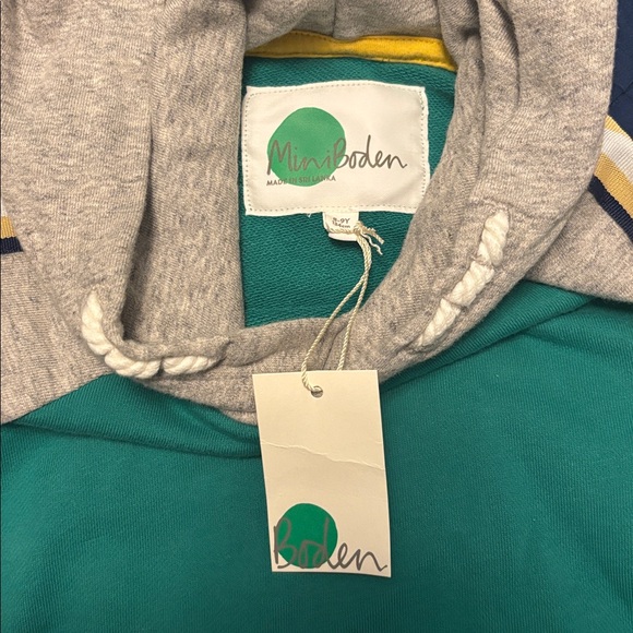 Mini Boden Green and Gray Soccer Appliqué Boy’s Hoodie - Picture 4 of 7